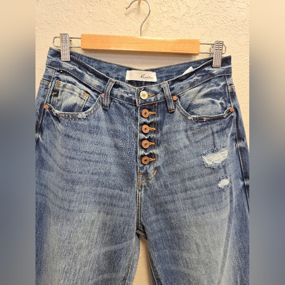 KanCan 90s High Rise Button Fly Wide Leg Blue Denim Jeans Size 5/26 - Picture 6 of 8